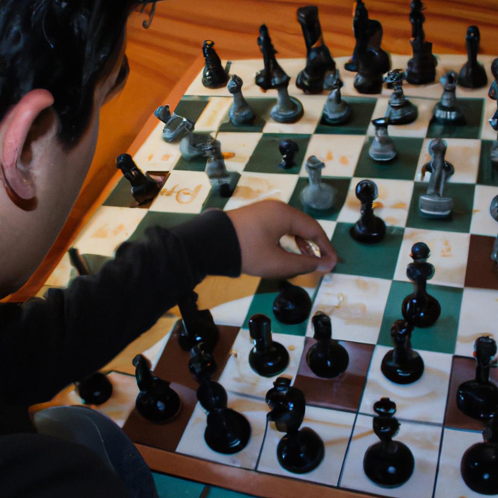 Person studying chess endgame techniques