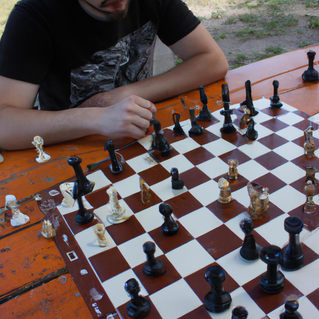 Person playing chess strategically